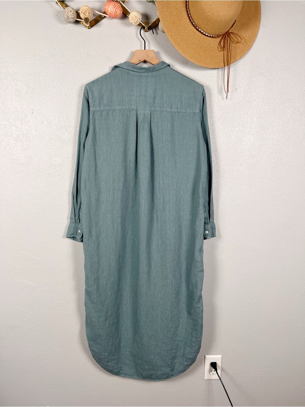 Frank & Eileen Rory Maxi Shirt Dress Eucalyptus Washed Linen Size Small - Picture 4 of 8